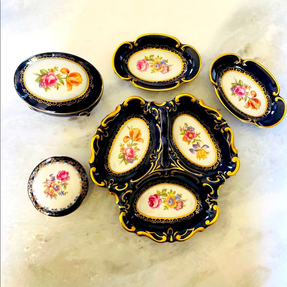 Vintage JLmenau Echt Kobalt serving set (5 pcs)